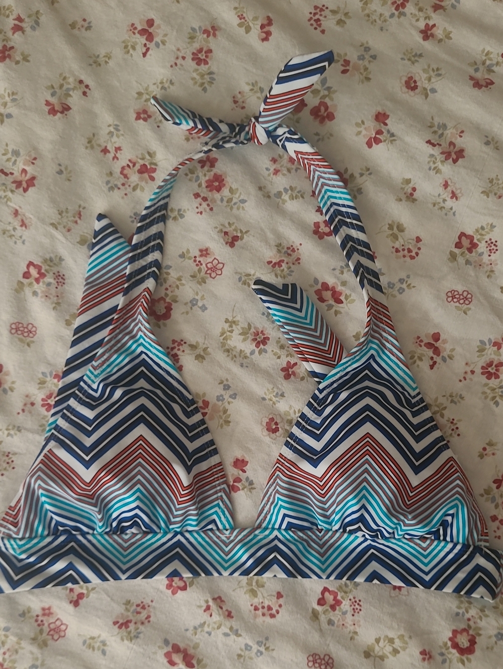 Old Navy 2pc. Chevron Stripe Halter Bikini Top and Bottoms In Red, White & Blue